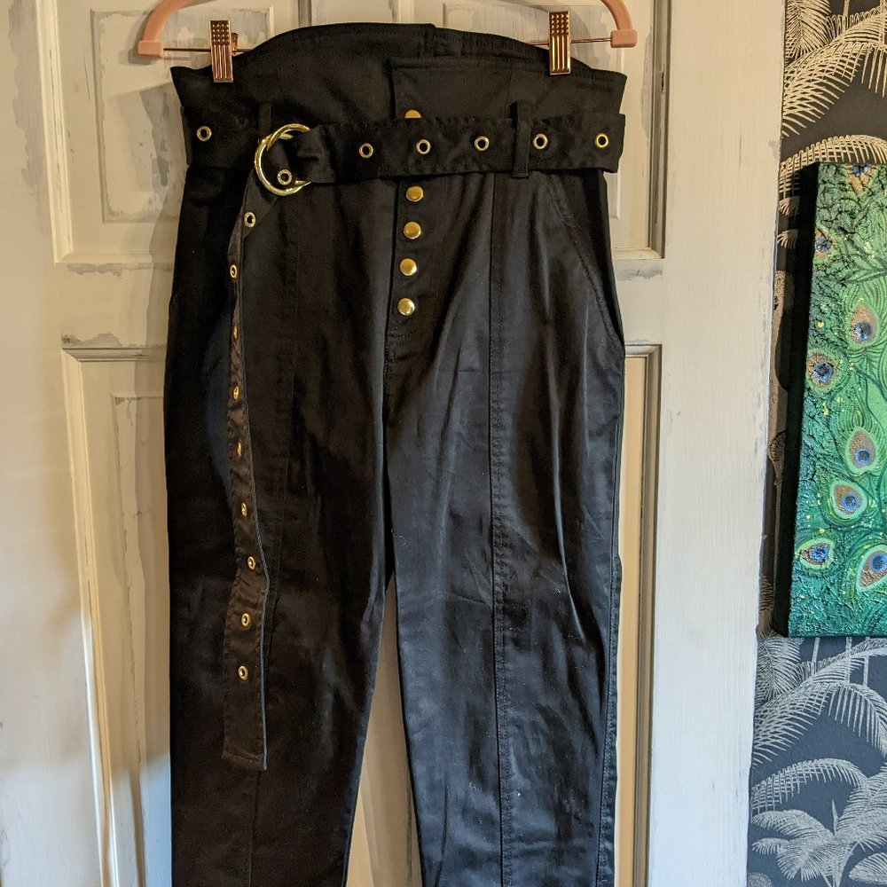 New Marissa Web Gia Black Twill Pants 8